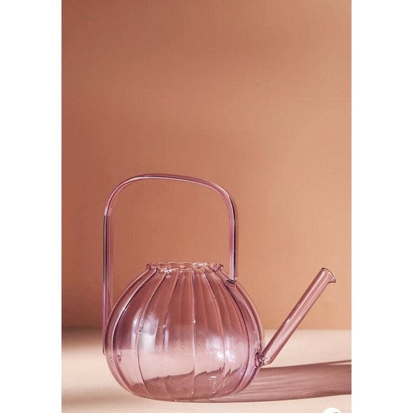 Anthropologie Other - Anthropologie Clear Purple Glass Nadya Ribbed Watering Can 9"H, 10.25"L, 6.25"W